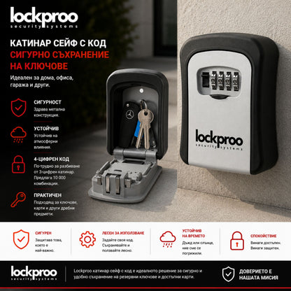 МЕТАЛНА Сейф Кутия за Ключове с Код AirBnB Booking Lockbox Гараж Хотел