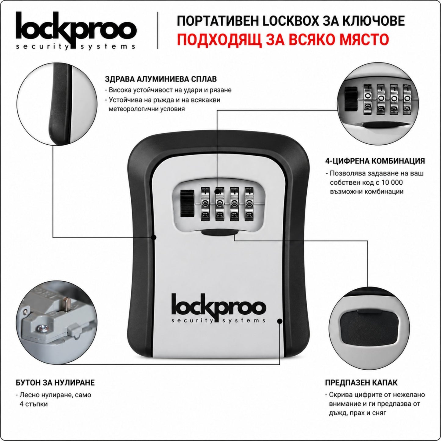 МЕТАЛНА Сейф Кутия за Ключове с Код AirBnB Booking Lockbox Гараж Хотел