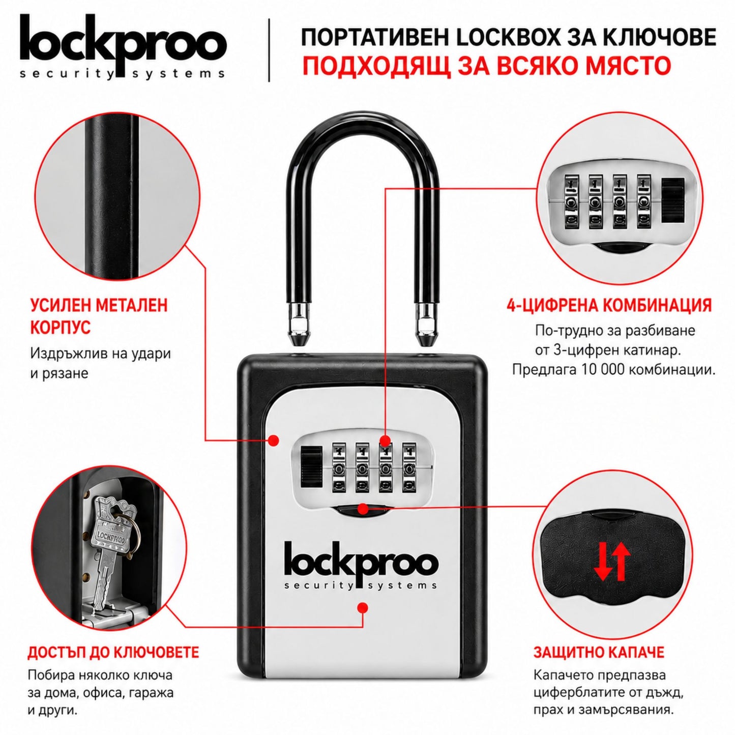 КАТИНАР Сейф Кутия за Ключове МЕТАЛНА с Код AirBnB Booking Lockbox