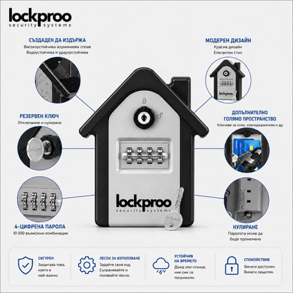 ГОЛЯМА Сейф Кутия за Ключове Лок Бокс с Ключ Lockbox код Airbnb, Booking, Хотел